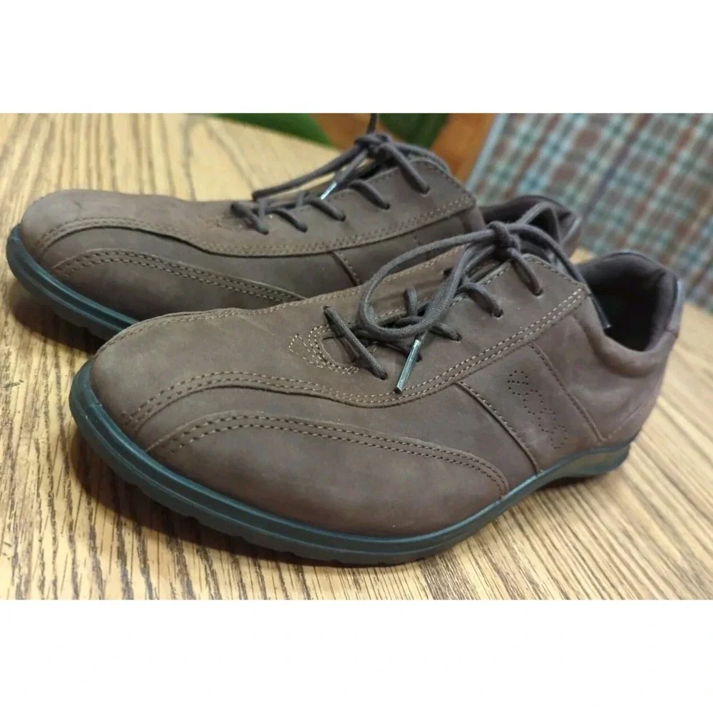 Ecco Sky Tie Lace Up Flat Women's 40‎ US 9 Brown Suede Oxford Casual Shoe